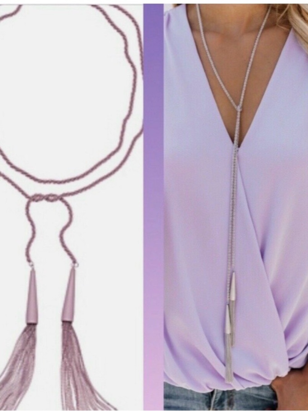 Kendra Scott Phara Dusty Pink Rope Tassel Necklace